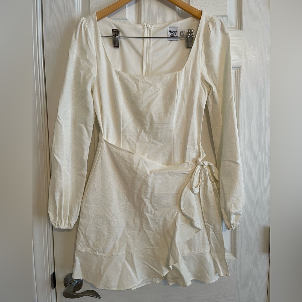 Princess Polly Linen Blend Cream Dress